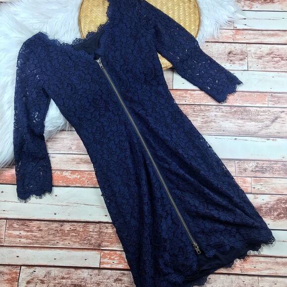 Diane von‎ furstenberg zarita laced dress navy blue - Picture 9 of 9